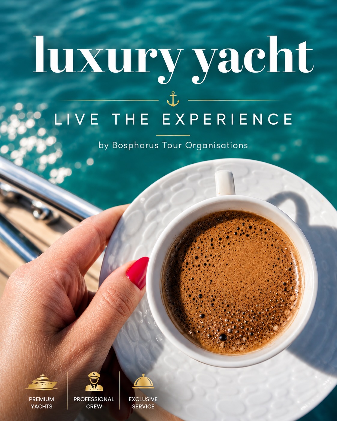 Step aboard a luxury yacht and experience the Bosphorus like never before. From stunning skyline views to the rich tradition of freshly brewed Turkish coffee, this is more than a cruise — it’s a cultural journey. Enjoy delicious treats, iconic landmarks, and unforgettable moments guided by local experts.
Book your spot and make your Istanbul trip truly special.
#BosphorusCruise #IstanbulExperience #TurkishCoffee #LuxuryYacht #IstanbulTours